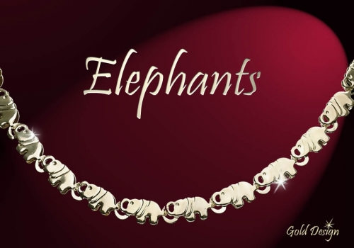 Elephants - náramek zlacený